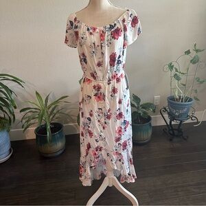 J for Justify || floral high low midi dress